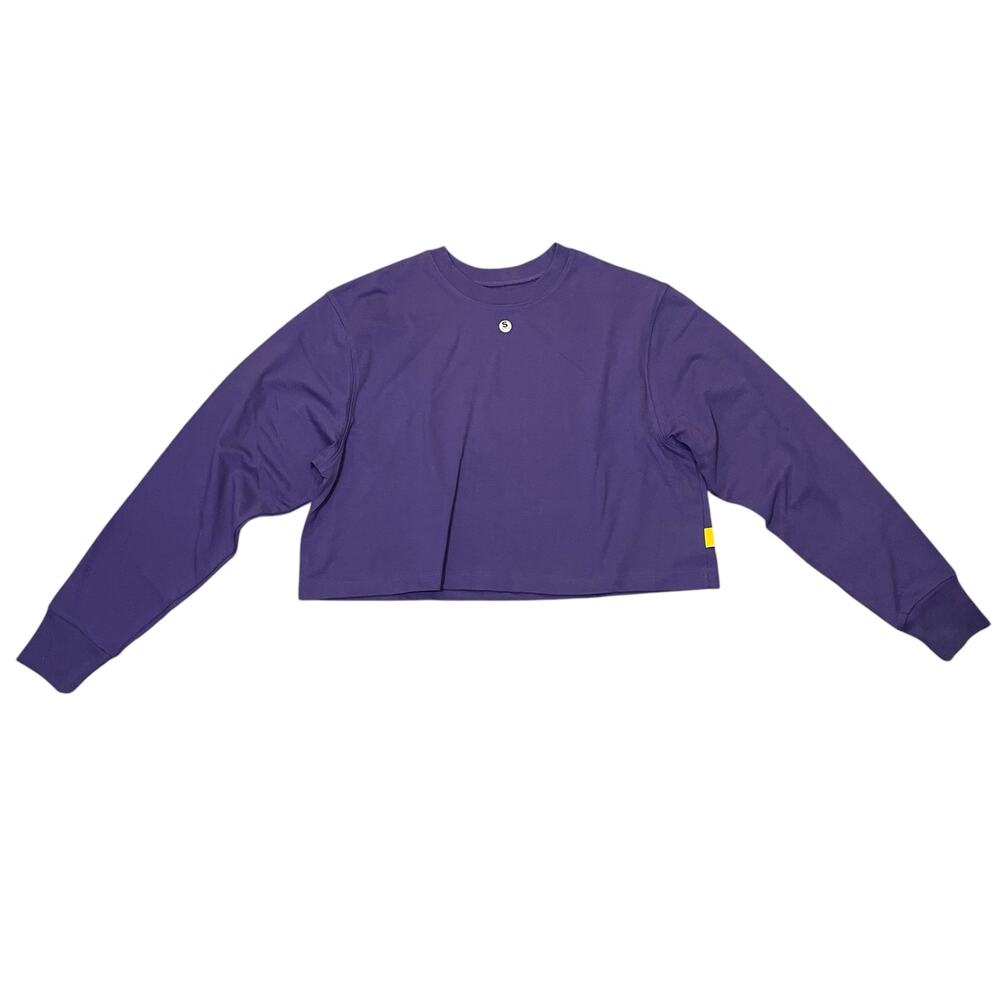 NWOT Yellow Label Co Sweatshirt Crop Length Crewneck Cotton Purple Size Small